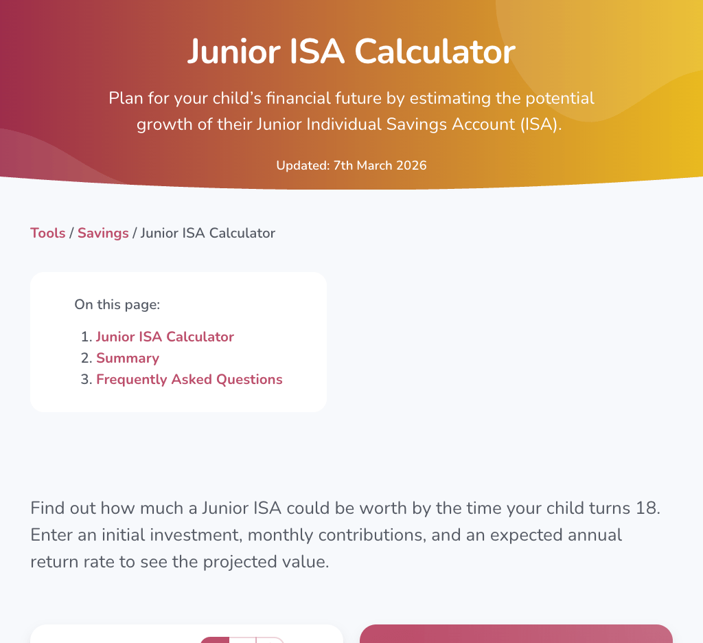 Junior ISA Calculator junior-isa-calculator
