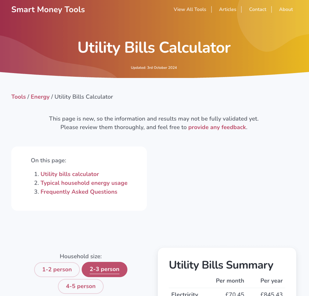 Utility Bills Calculator